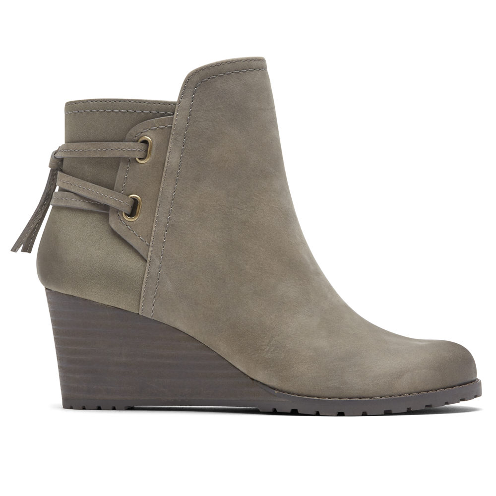 Rockport Singapore Womens Boots - Cobb Hill Lucinda Back Tie Grey - HA5340271